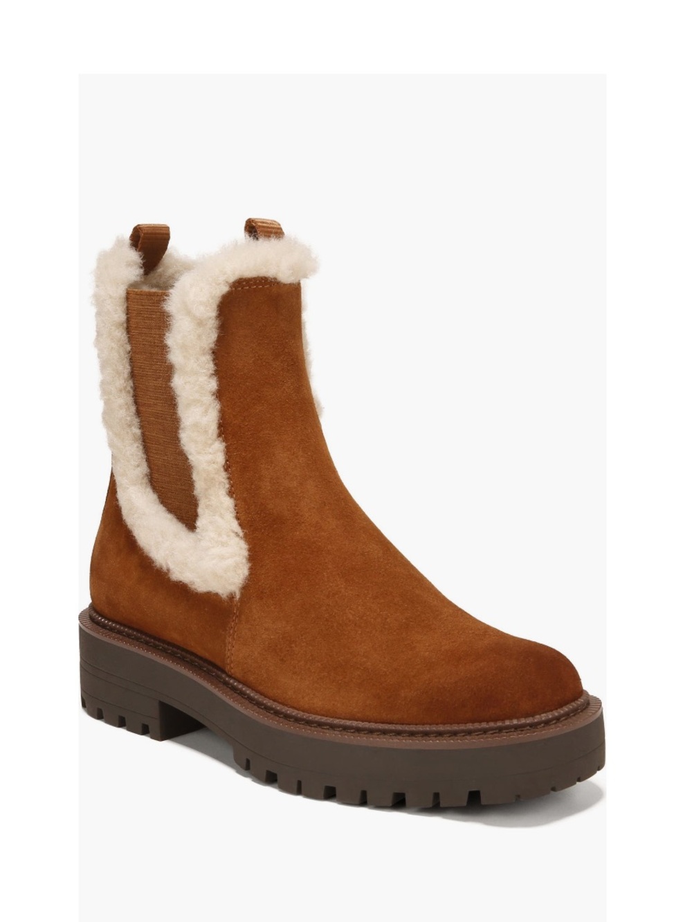 Sam Edelman Laguna Faux Fur Trim Platform Chelsea Boot Frontier Brown Women’s 7